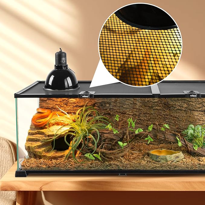 OiiBO 20 Gallon Reptile Tank, 30" x 12"x 12" Glass Terrarium Top Feeding & Dual Sliding Door Screen Ventilation with Easy Clean PVC Tray for Reptile Snake Hamster Small Animals
