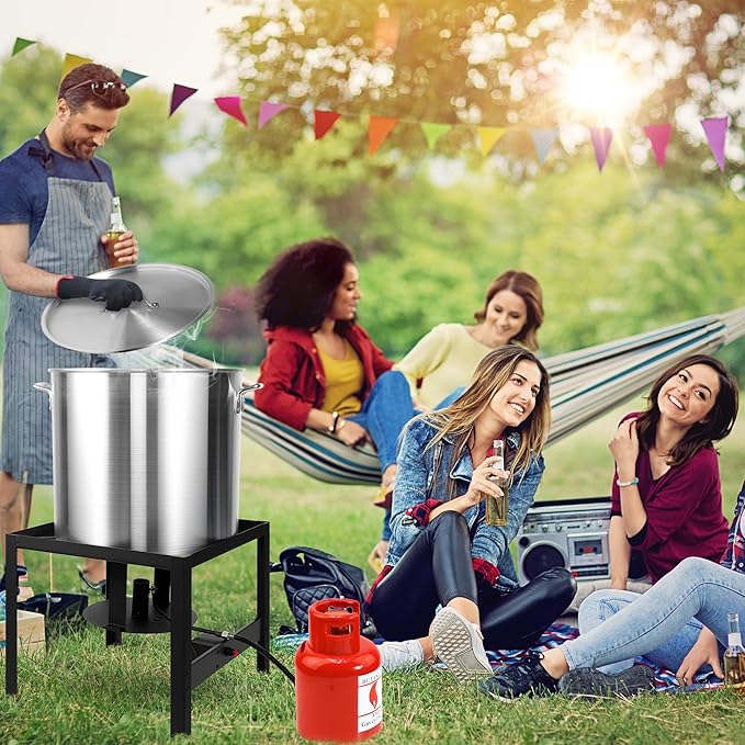 OT1001 Outdoor Fryer, Seafood Boil Kit, Featuring a Propane Burner, Propane Regulator, and a 100QT Pot with Basket, Built For Patio Garden Outdoor