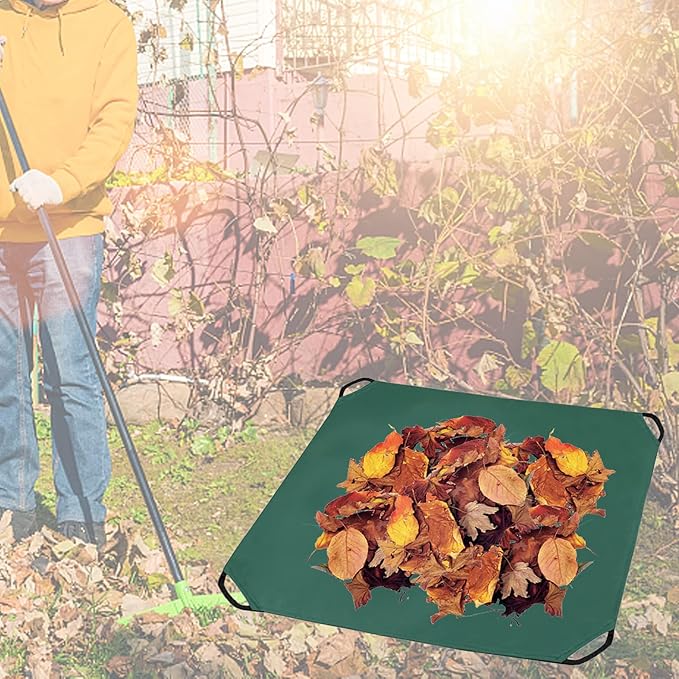 Leaf Tarp with 4 Handles Garden Waste Yard Tarps Extra Reinforced Corner Waterproof Reusable Durable Tarp Collector for Clean-Ups