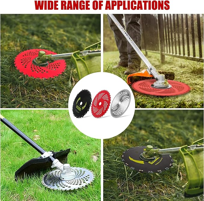 9" x 36 Teeth Carbide Tipped Blades & 9" x20T Carbon Steel Round Chainsaw Tooth Blades & 10" x 80T Brush Cutter Trimmer Blades with Adapter Kit