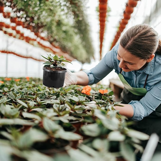 Pro Cal 10 Gallon Premium Nursery Plastic Planter Flower Herb Vegetable Garden Grow Pots with Drainage Holes for Outdoor and Indoor Use, Black, 5 Pack