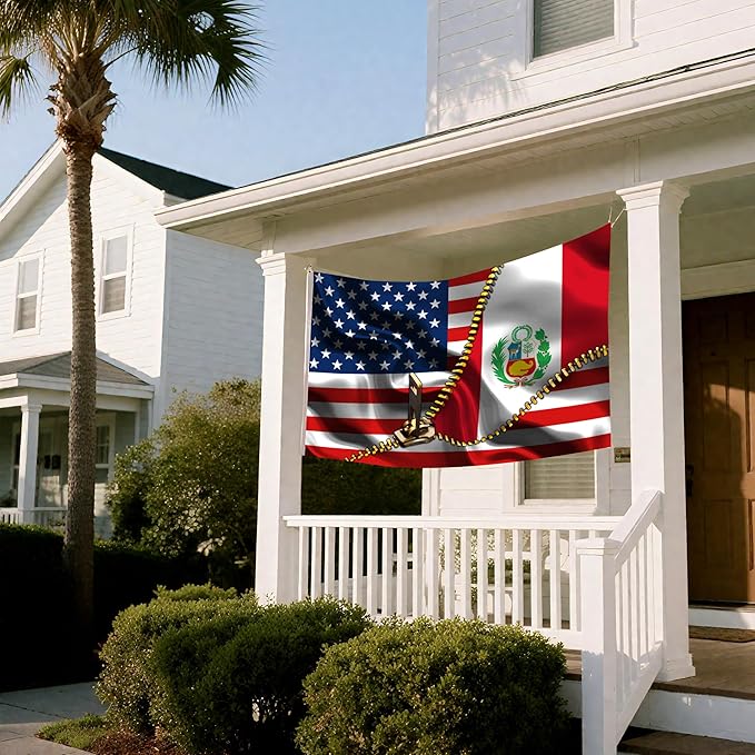 Vintage American America Usa Peruvians Peru Flags For Outside Yard 3x5 Ft Double Sided Printed 100d Polyester Lightweight Garden Welcome Outdoor Banner Brass Grommets