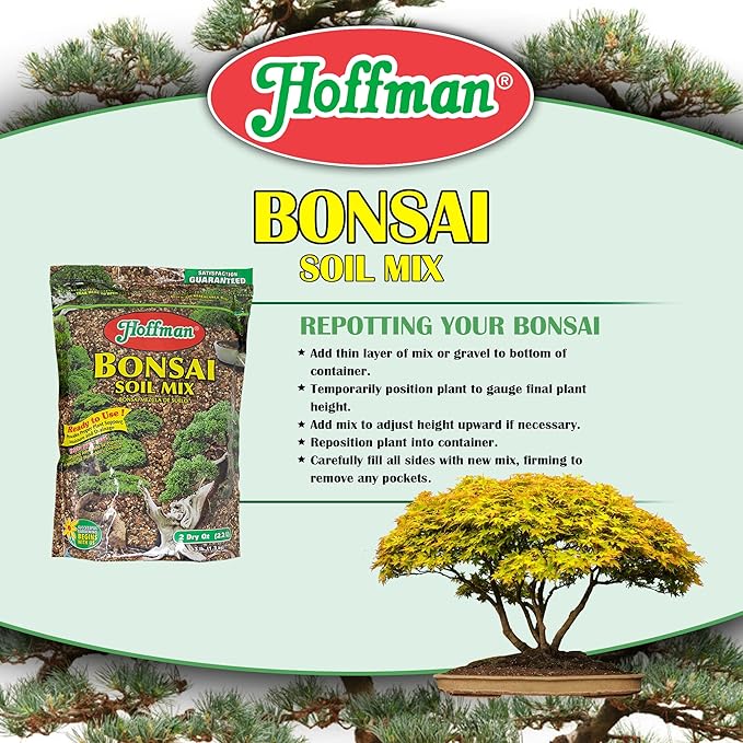 Hoffman Ready to Use Bonsai Soil Potting Mix to Provide Proper Support, Moisture, and Drainage, 2qt Bag, 3 Pack