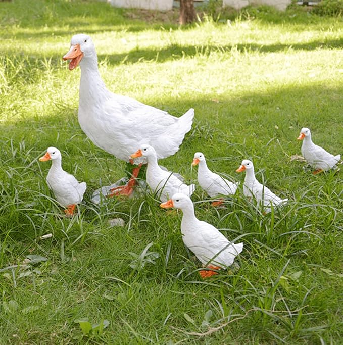Realistic Duck Statues, Funny Duck Fence Decoration, Resin Duck Decor, Outdoor Animal Statue, Duck Sculpture, Perfect for Home Garden Stairs, Farm, Patio, Backyard (7 in)