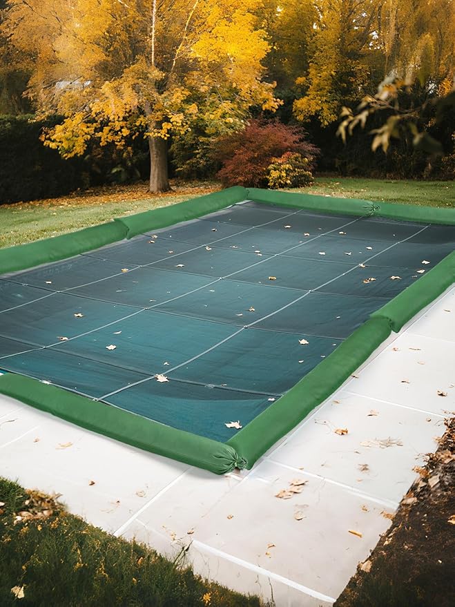 10pcs Inground Pool Cover Weights Sand Bags - 5ft No-Leaking & Weather-Resistant Silicone-Coated Canvas Tubes for Swimming Pools Close