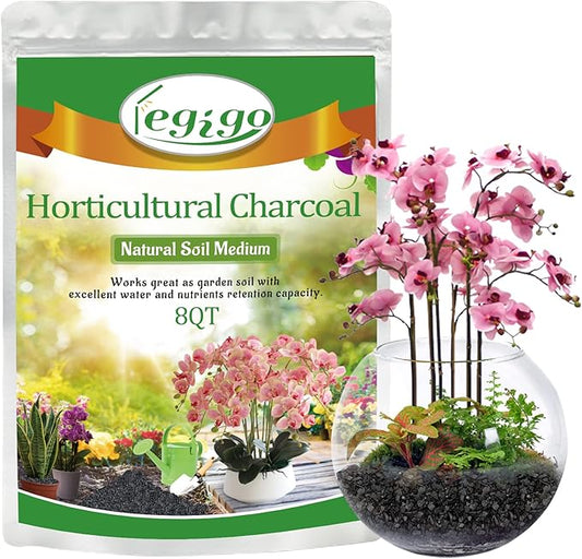 Legigo 8QT All Natural Horticultural Charcoal- Activated Hardwood Plant Charcoal for Soil Amendment, Conditioning Bonsai Soil, Succulent Soil, Terrarium Supplies, Indoor Plant Potting Soil
