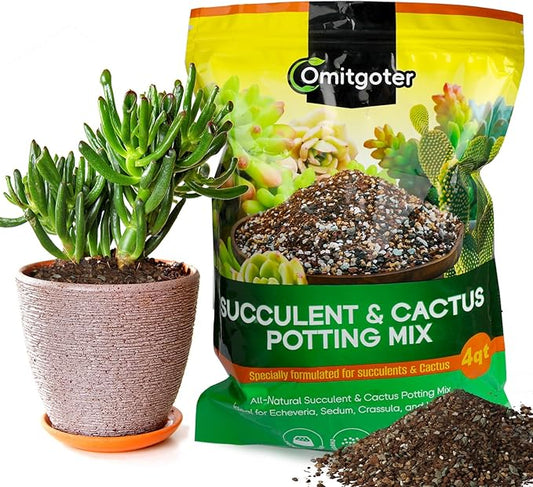 Succulent & Cactus Soil Potting Mix 1qt, Pre-Mixed Ready to Use with Fast Draining Fits for Bonsai, Terrarium and Houseplant