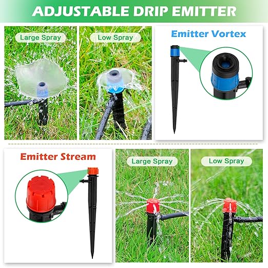 Drip Irrigation System:83FT Adjustable Irrigation Watering System for Garden Bed Greenhouse-Complete Drip Irrigation Kit with Mainline 1/4" Distribution Tubing Drip Emitters and Connectors