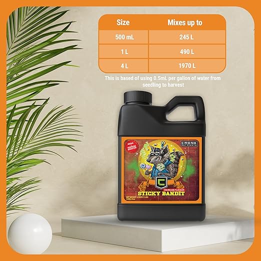 Cronk Nutrients Sticky Bandit Plant Food Carbohydrate – Boost Plants Flavour and Resin Production – Suitable for Soil, Soilless and, Hydroponic – Increase Aroma and Taste, 4L