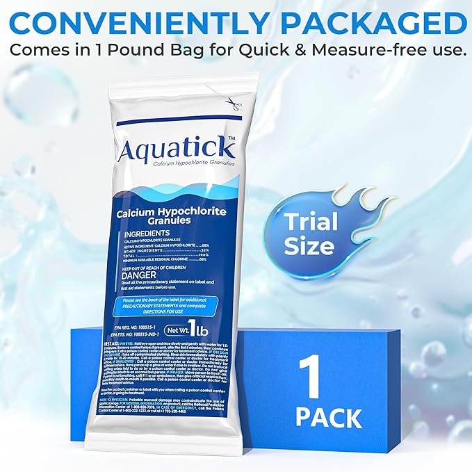 Pro-Grade Chlorine Pool Shock, 68% Cal-Hypo Granular Sanitizer, Prevents Bacteria & Algae, Restores Crystal Clear Water - Shock Treatment, Swimming Pool Chemical - 1lb