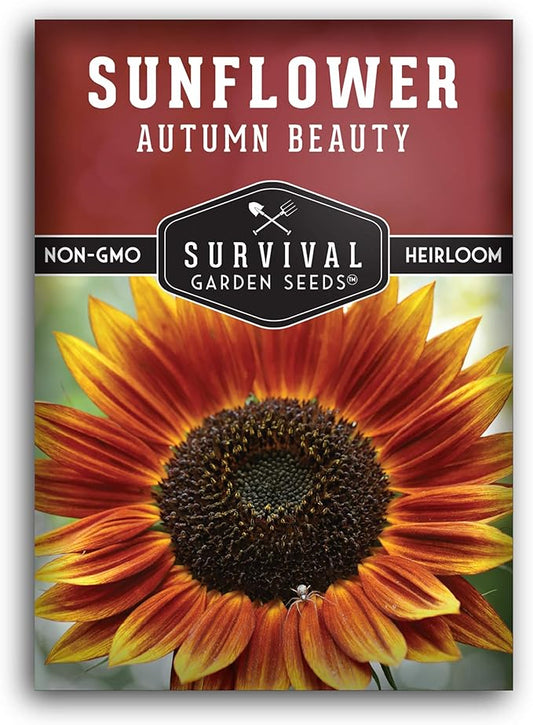 Survival Garden Seeds - Autumn Beauty Sunflower Seed for Planting - Packet with Instructions to Plant and Grow Beautiful and Colorful Flowers in Your Home Vegetable Garden - Non-GMO Heirloom Variety
