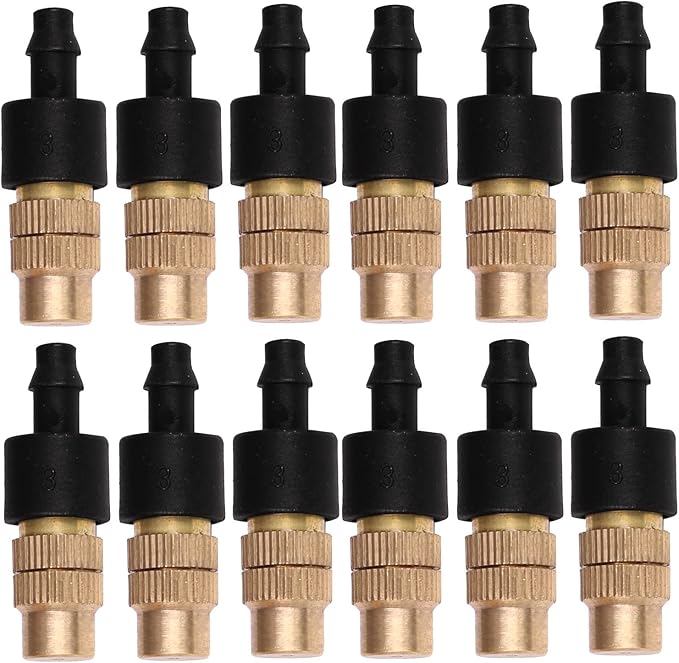 Mini Skater 12 set New copper adjustable spray nozzle spray atomization copper capillary effect take 47 factory Adjustable Irrigation Drippers Sprinklers Emitter Drip System on 1/4" Barb