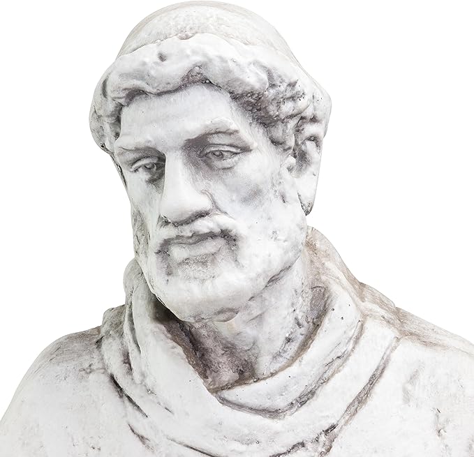 Alpine Corporation 45" Tall Outdoor Saint Francis Birdbath Statue Yard Art Decoration, Light Gray