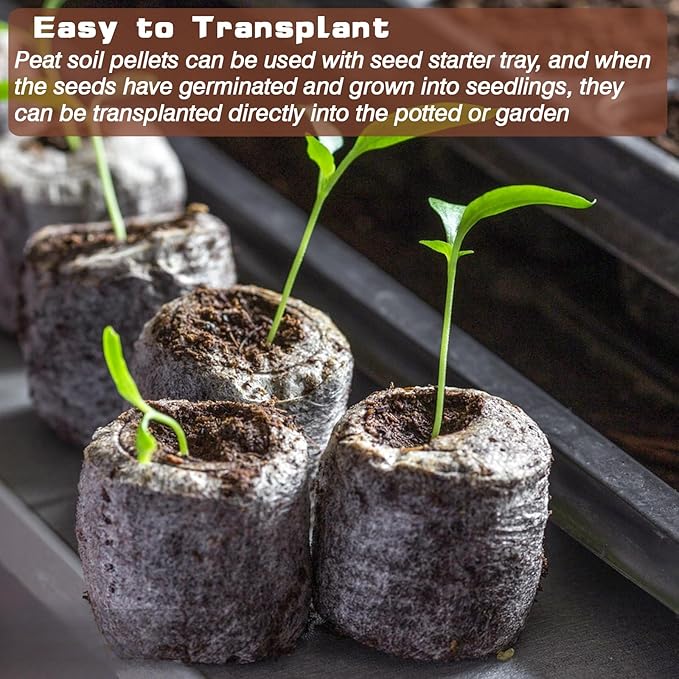 ZeeDix 50Pcs 40mm Compressed Peat Pellet Fiber Soil Plant Seed Starters - Nursery Plugs Pallet Seedling Soil Block, Seed Fertilizer Nutrient Block Peat Block for Grow Herbs Plant Flowers Vegetables