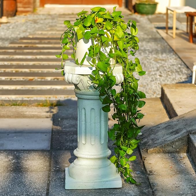 26" Tall Roman Column Pedestal Stand - Heavy Duty Magnesium Oxide Garden Pedestal for Statues, Weatherproof Outdoor Pillar for Sculptures – Sturdiness Plinth Base Statue Riser