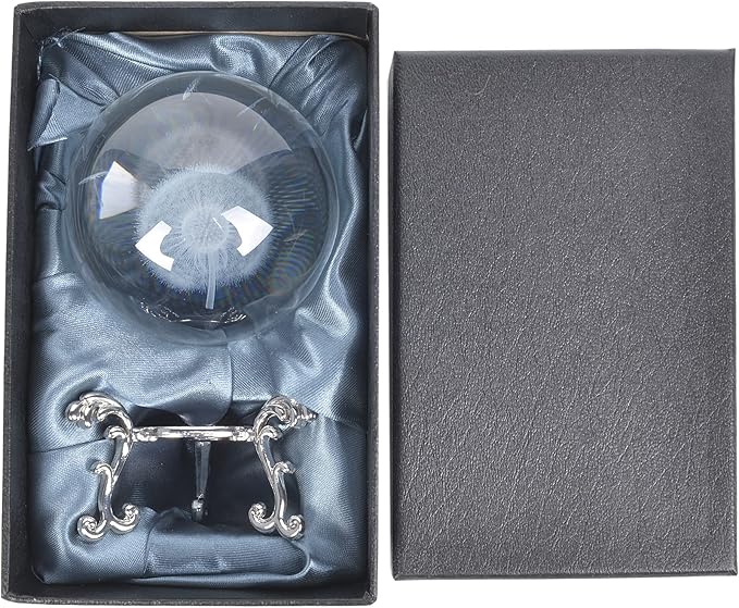 Crystal Ball Glass Globe Decor - Sphere with Stand & Gift Box, Clear Decorative Globe, 3D Crystal Ball for Home Decor, Fengshui Meditation, 2.3 inch/60mm