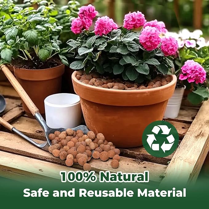 T4U Leca Clay Pebbles for Plants, 4 LBS 10-20 mm Clay Balls for Indoor Plants, Natural Clay Pebbles for Orchid Potting Mix, Hydroponic, Leca Pots, Plant Drainage, Garden Soil