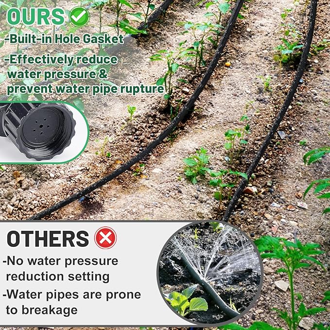 Soaker Hose 75FT for Garden Beds - 3/4" Heavy Duty Double Layer Drip Irrigation Hose, Save 85% Water- Linkable Flat Soaker Hose for Lawn Flower Bed Vegetable Field Effective Watering