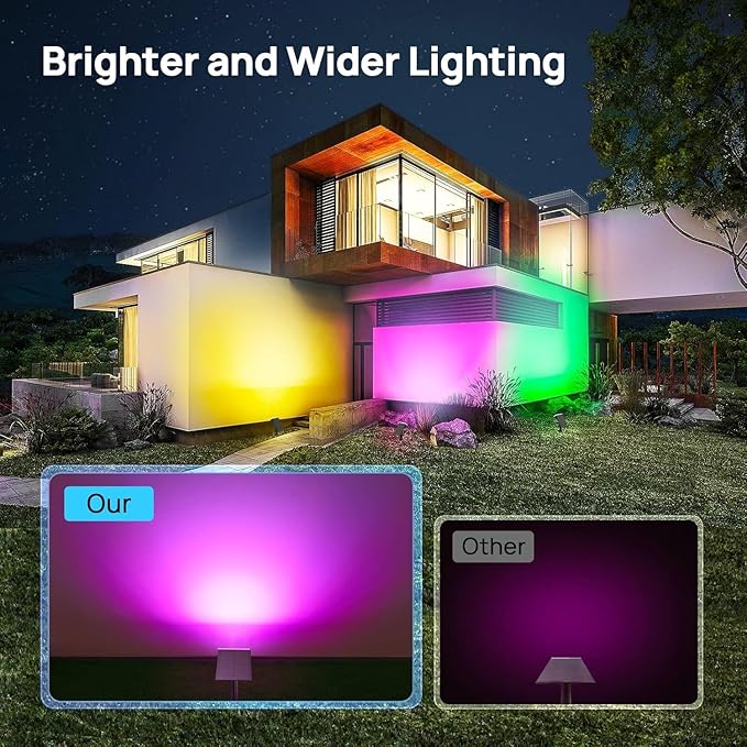 Consciot Solar Spot Lights Outdoor, Adjustable 170° Solar Outdoor Light, 7 Multicolored Garden Light Waterproof IP65, Landscape Lighting for Yard Pool Garden Tree, 4 Pack