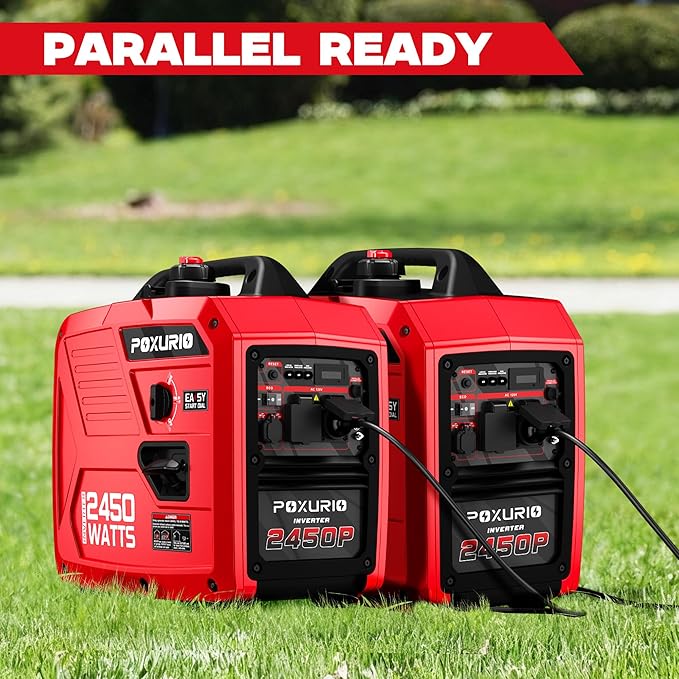 2450 Watt Inverter Generator, 120V Gas Powered Generator Super Quiet, RV Ready/EPA for RV, Camping and Home,Red