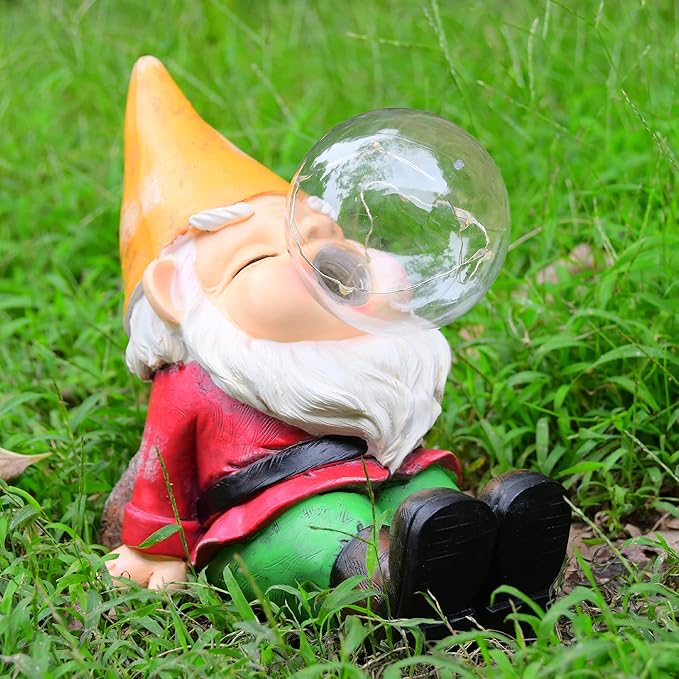 Garden Gnomes Statues Decor Outdoor Large Gnomes Garden Decorations Funny with Solar Light for Yard Lawn