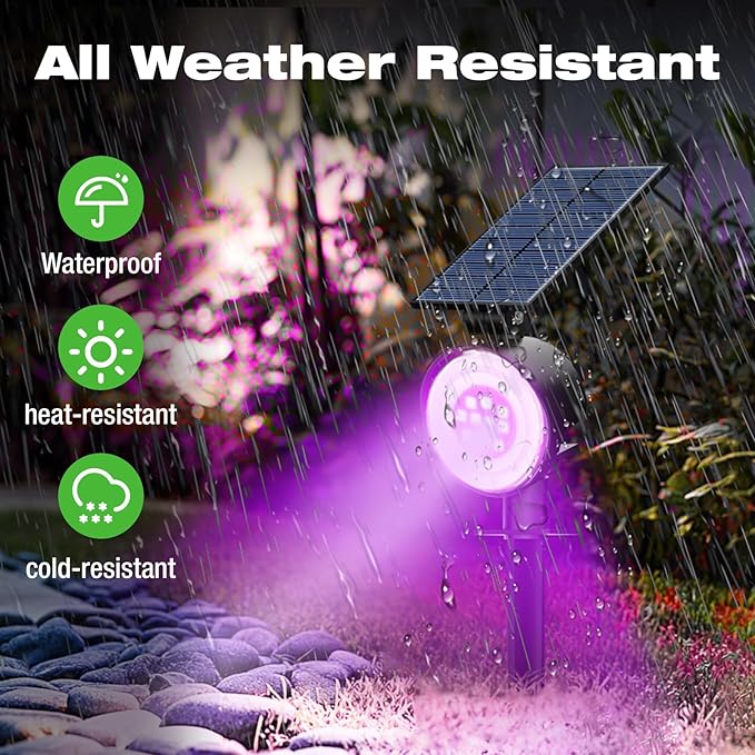 nipify 4 Pack Solar Spot Lights Outdoor Waterproof, Solar Spotlight Light for Outside Yard Landscape Lighting Pathway Lights Wall Auto On/Off, RGB