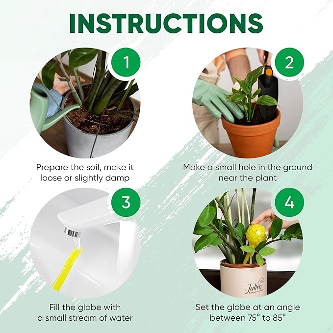 Plant Watering Globes Set of 4 - Large Self Watering Globes for Indoor & Outdoor Plants - Multicolored, Automatic, Glass Watering Bulbs for Daily Use, Plant Watering Devices