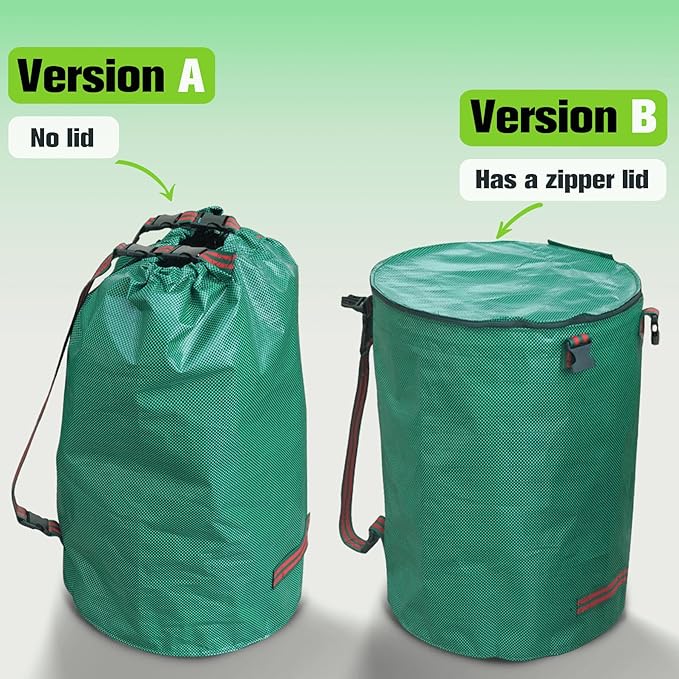 Leaf Collector Bag with Lid, Shoulder Strap, and Drawstring – Reusable Yard Garden Bag for Leaves and Lawn Trash, Perfect for Leaf Removal, Yard Clean-Up (Without lid, 32 Gallon)