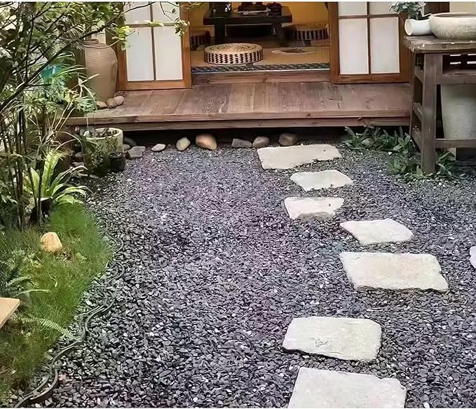 45LB Aquarium Gravel Black Rocks for Succulent,Cactus Bonsai DIY, Gravel for Terrarium, Fairy Gardening, Top Dressing (6mm-8mm)