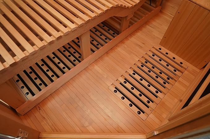 Corner Sauna 1 Person, Infrared Wooden Sauna, Luxurious Canadian Hemlock Home Saunas, 2300 W 8 Heating Element, Low EMF Full Size Indoor Spa(Left Recliner)
