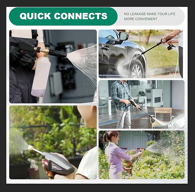 2025 upgraded version,Pressure Washer Quick Connect Kit, Stainless Steel Pressure Washer Adapter Set, M22 Swivel 14mm to 3/8 Inch Quick Disconnect,3/4 Inch Hose Fittings