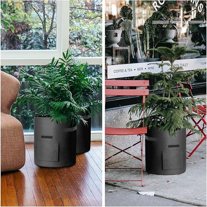 6 Pack 7 Gallon Potato Grow Bags, Heavy Duty Nonwoven Fabric Garden Planting Bag Plant Container with Flap and Handles, Aeration Fabric Pots for Growing Vegetable, Fruits and Flowers