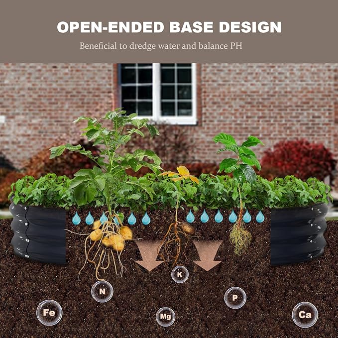 Raised Garden Bed, 6x3x1ft Galvanized Outdoor Planter Beds with Safety Edging and Gloves, Oval Metal Planter Box for Gardening Vegetables Flowers Herb