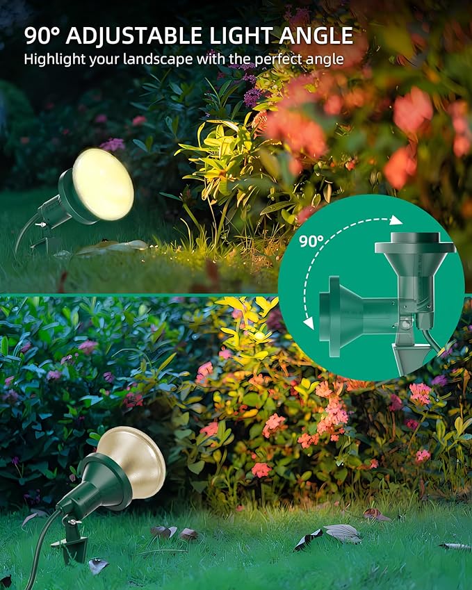 Outdoor Flood Light Holder with Ground Stake, Plug-in Waterproof Spotlight Fixture, PAR38 Compatible, E26 Socket, 6FT Extension Cord, ETL Listed, Garden & Yard Lighting, 2 Pack