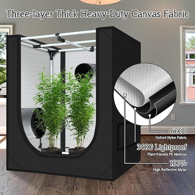 zazzy Grow Tent 18"x30"x36" Hydroponic Heavy Duty Dark Room Reflective Mylar Grow Tents with Window & Floor Tray for Indoor Plant Growing