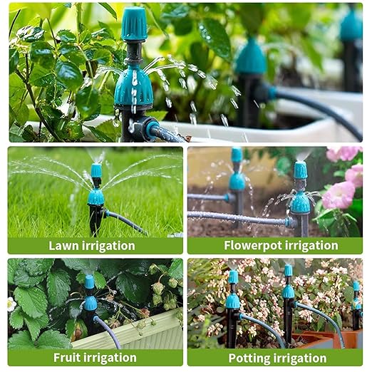 URANT15Pack 2 in 1 Drip Irrigation Transmitter and Atomizing Nozzle for 1/4 Inch Drip Irrigation Pipe, Adjustable 360 Degree Flow Irrigation Dropper for Garden Irrigation Systems