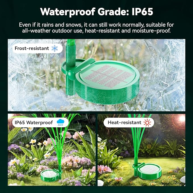 Solar Garden Lights 2 Pack, 16LED Swaying Solar Lights for Mother's Day, 30 Inches Waterproof Yard Light for Pathway Yard Outdoor Garden Decor, Gardening Gifts, Warm White