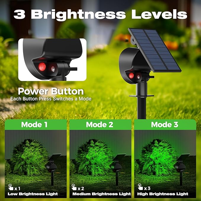 nipify 2 Pack Solar Spot Lights Outdoor Waterproof, Solar Spotlight Light for Outside Yard Landscape Lighting Pathway Lights Wall Auto On/Off, Green