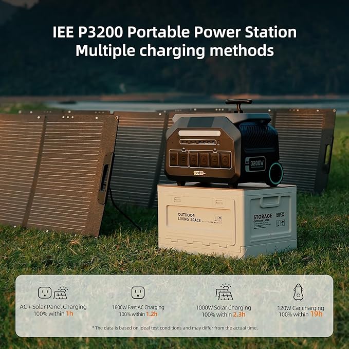 IEE 3200W/2048Wh Solar power station With 400W Solar Panel,P3200 Solar Generator(6400W Peak),1800W Super Fast Charging,APP Control Emergency Power Station for Home, Camping, Power Outages