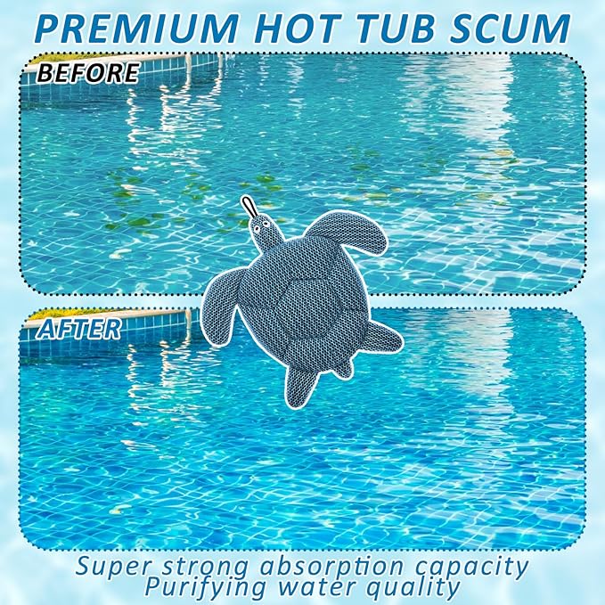 2 Pack Hot Tub Scum Absorber, 2025 Upgrade Reusable Scum Turtle Hot Tub Absorber Accessories Hot Tub Sponge for Spa & Pool Cleaner, Hot Tub Oil Absorbing Keeps Water Clean