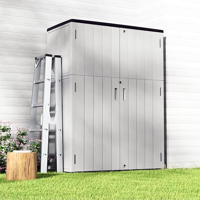 ZZM 57 Cu.ft Outdoor Storage Cabinet with One Tool Kit, Horizontal Storage Shed for Garage, Bike, Garbage Cans, Garden Accessories