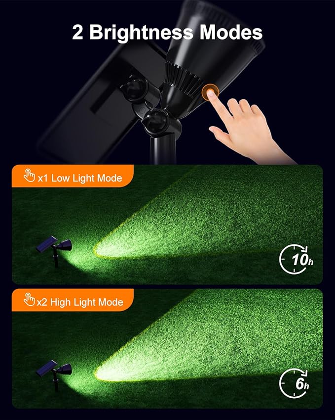 4 Pack Solar Powered Spotlights Outdoor Waterproof for Tree, Flag, House, Ground Landscape Bright Sunset Spot Lights for Outside Yard, Garden, Lawn, Driveway with Adjustable Lamp & Panel, Cool White