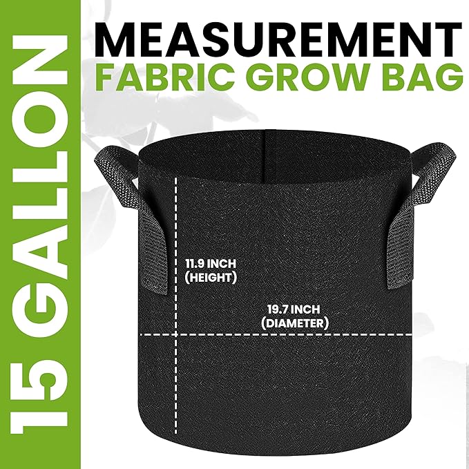 Utopia Home 12 Pack 15 Gallon Grow Bags, 300G Thickened Nonwoven Plant Fabric Pots for Outdoor, Grow Pots, Garden Plant Bags, Aeration Fabric Planters for Fruits, Vegetables and Flowers