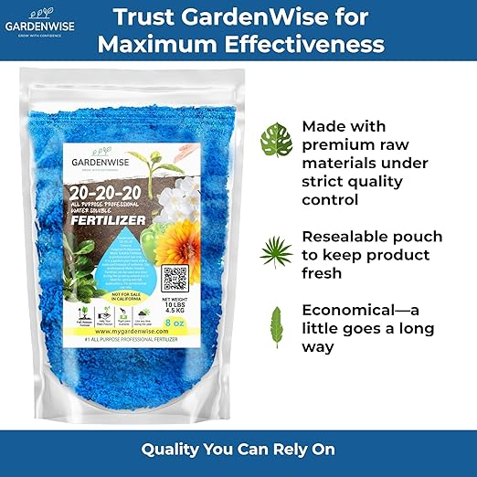20-20-20 Water-Soluble Fertilizer โ Powder for Liquid Plant Food for Indoor & Outdoor Plants, Orchids, Vegetables, Lawns, Flowers โ 20 20 20 Fertilizer 3 Quarts (6 lbs)