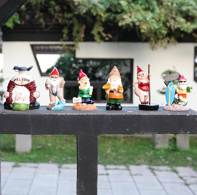 Steel Pipe Dancers Dwarf,Gnome Garden Decorations Resin Statue Outdoor Statue Lawn Yard Balcony Porch Home Decorations Garden Decor
