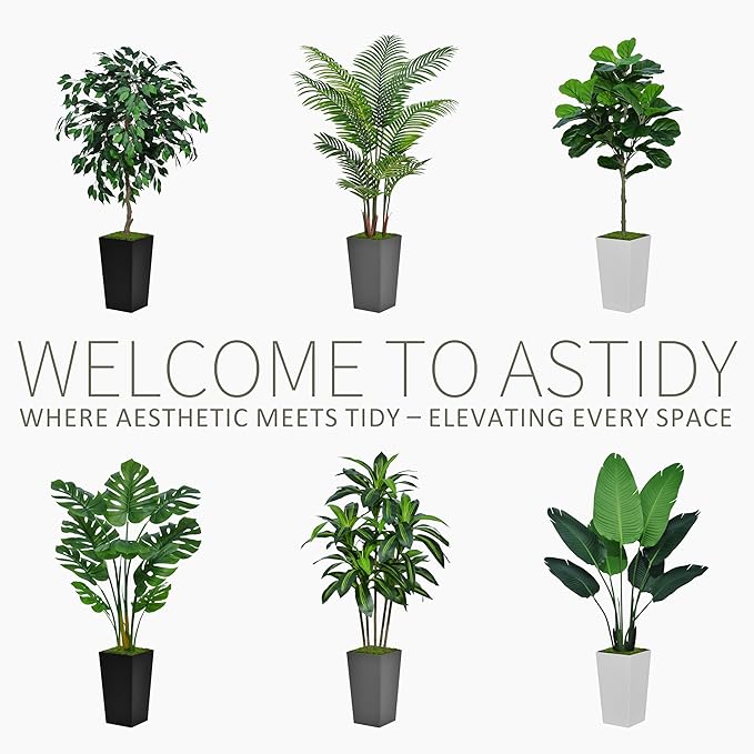 Artificial Dracaena Tree 6FT - Faux Tree with Black Tall Planter - Fake Tropical Yucca Floor Plant Potted - Artificial Silk Tree for Home Office Living Room Decor Indoor