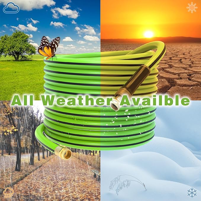 Hybrid Hose 75ft x 5/8", Short Garden Water Hose Heavy Duty, Flexible, Lightweight Hybrid Water Hose with Swivel Handle,3/4'' Brass Fittings, Available For Reel Cart Backyard Burst 500 PSI