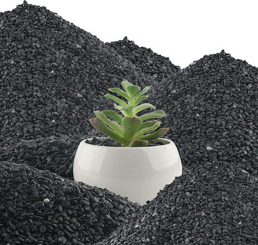 45LB Aquarium Gravel Black Rocks for Succulent,Cactus Bonsai DIY, Gravel for Terrarium, Fairy Gardening, Top Dressing (6mm-8mm)