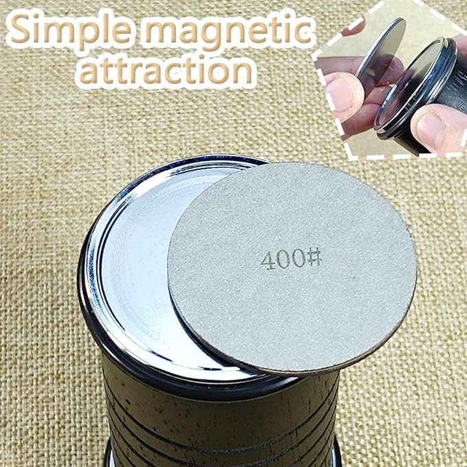 Rolling Knife Sharpener with 2 Diamond Disc and 2 Corundum Disc, Rolling Knife Sharpener Kit with 5 Magnetic Angle Offer 12/15/18/20/22° for Kitchen Knives (SET-B)