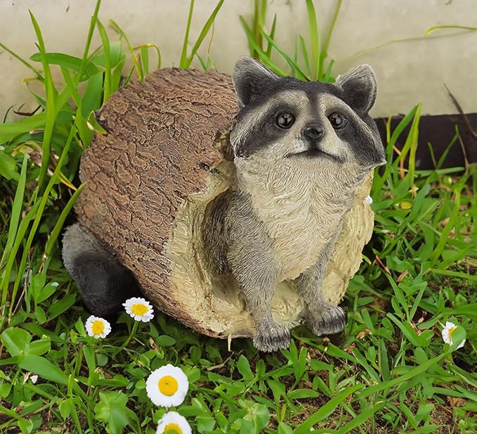 Teaeeno Garden Raccoon Decor Outdoor Animal Statue,Raccoon Decoration Large Lawn Ornament,Outdoor Decor Yard Lawn Home Decoration Yard Art,Garden Animal Rustic Decor,Outdoor Raccoons Gift